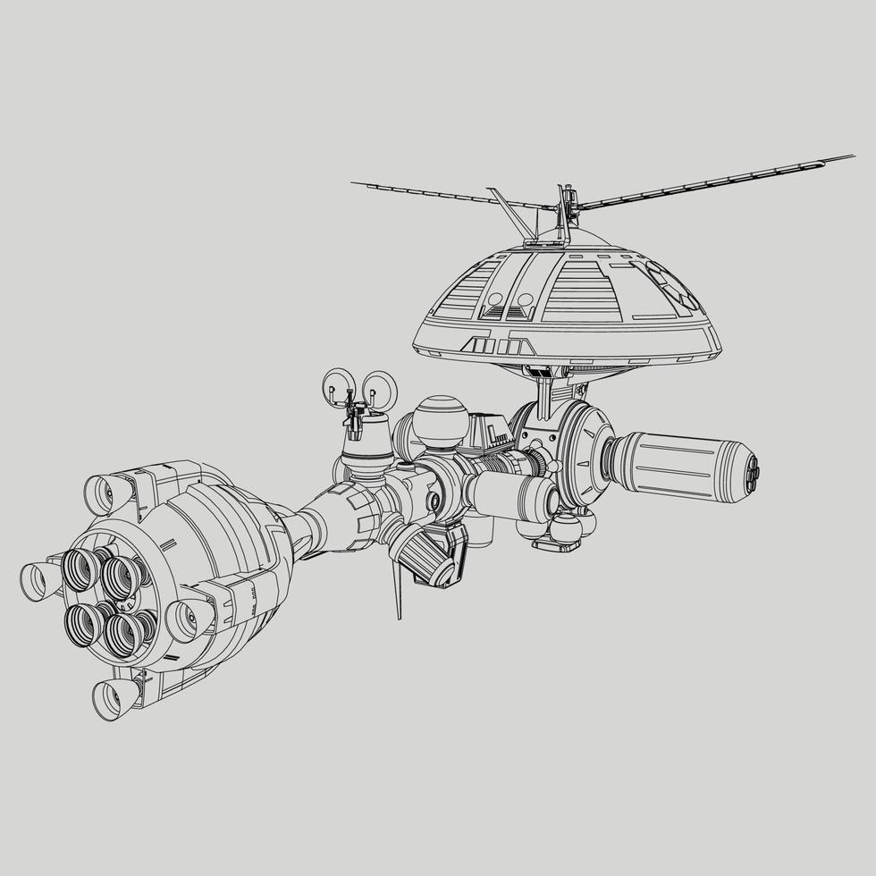 lineart van het ruimteschip vector