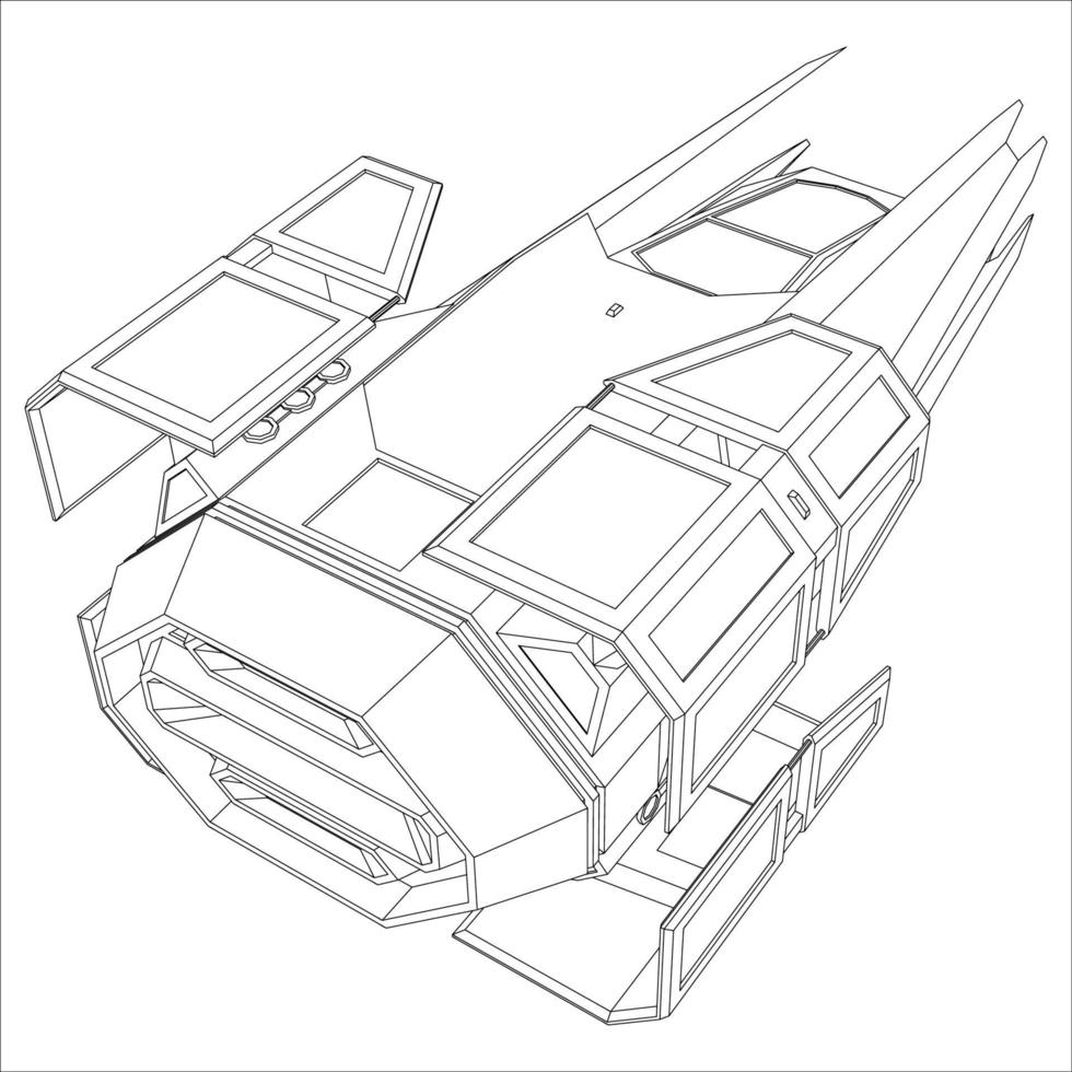 lineart van het ruimteschip vector