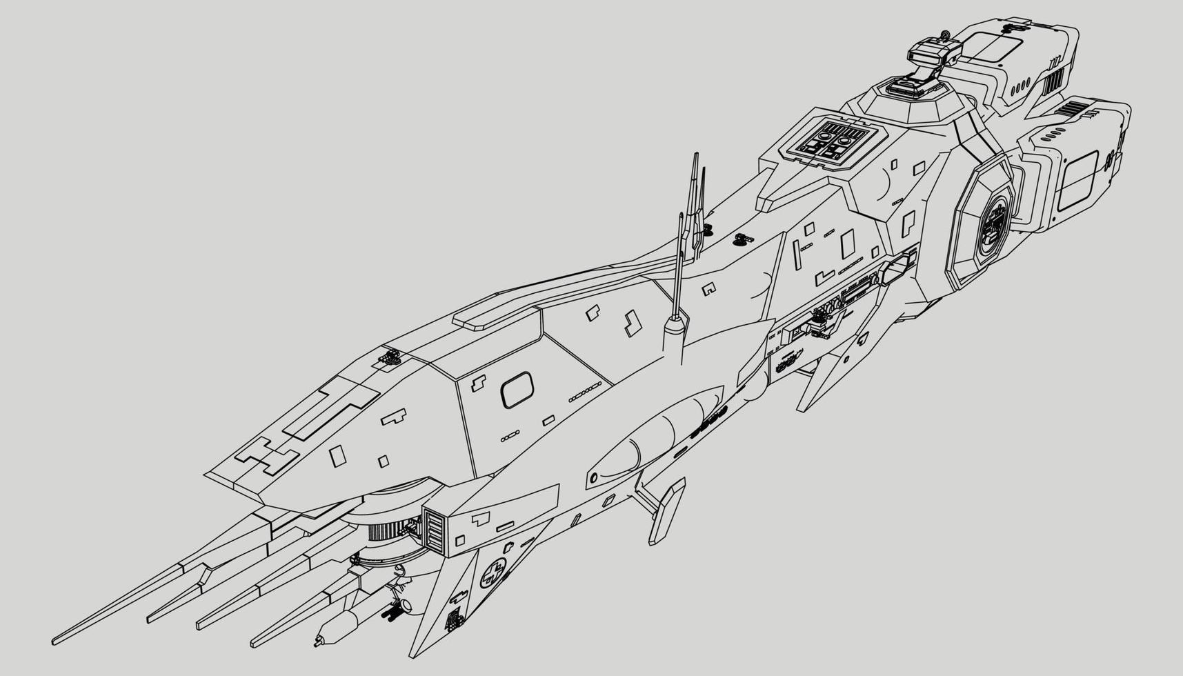 lineart van het ruimteschip vector