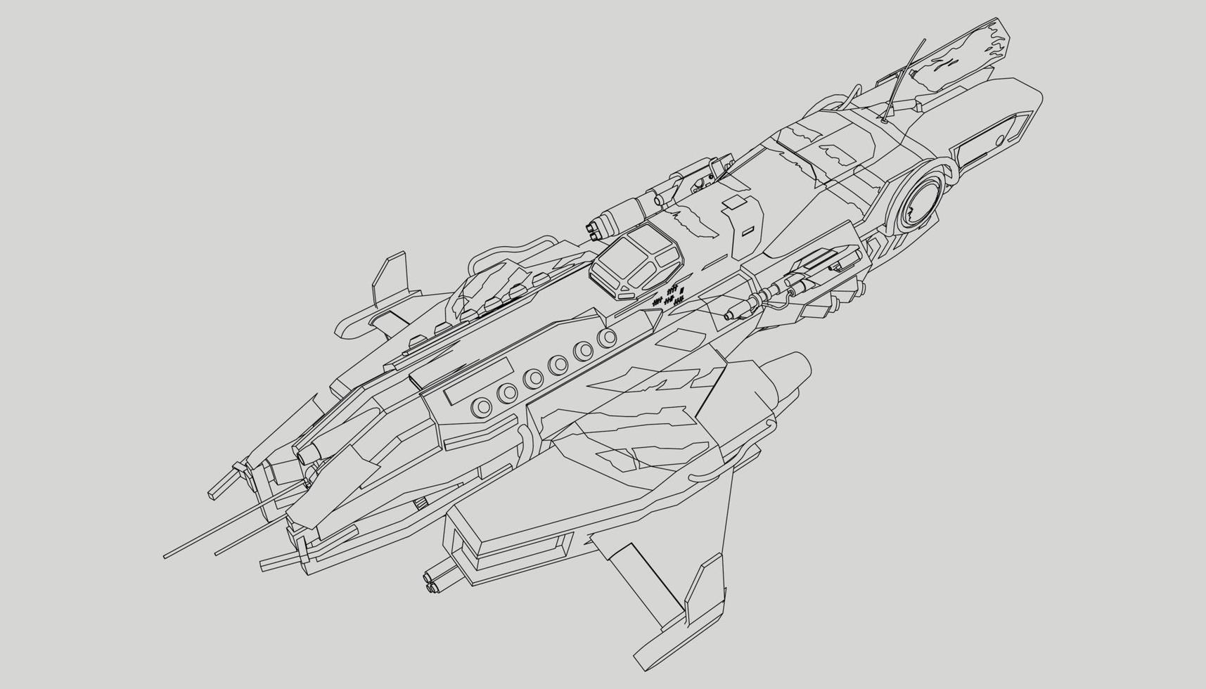 lineart van het ruimteschip vector