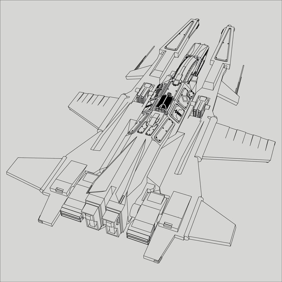 lineart van het ruimteschip vector