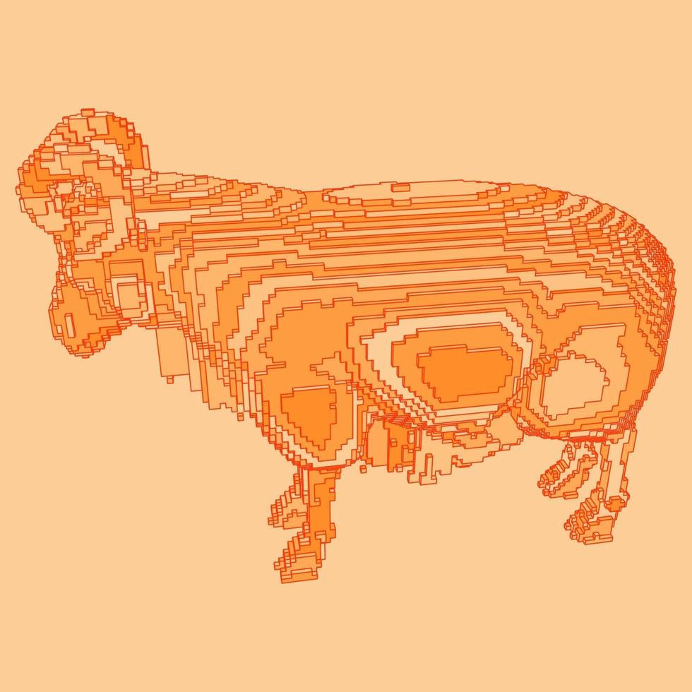 voxel-ontwerp van een schaap vector