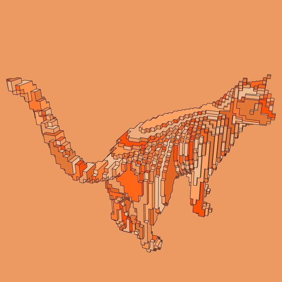 voxel-ontwerp van een kat vector