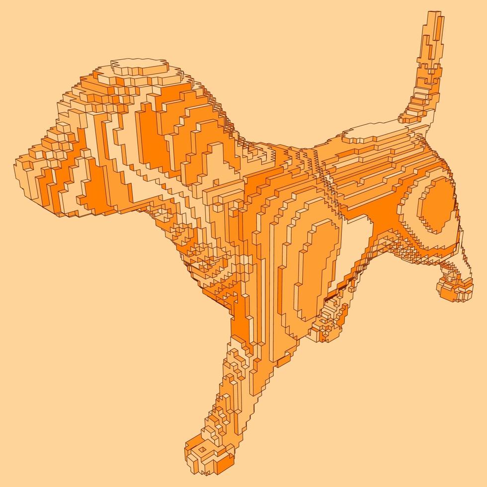 voxel-ontwerp van een hond vector