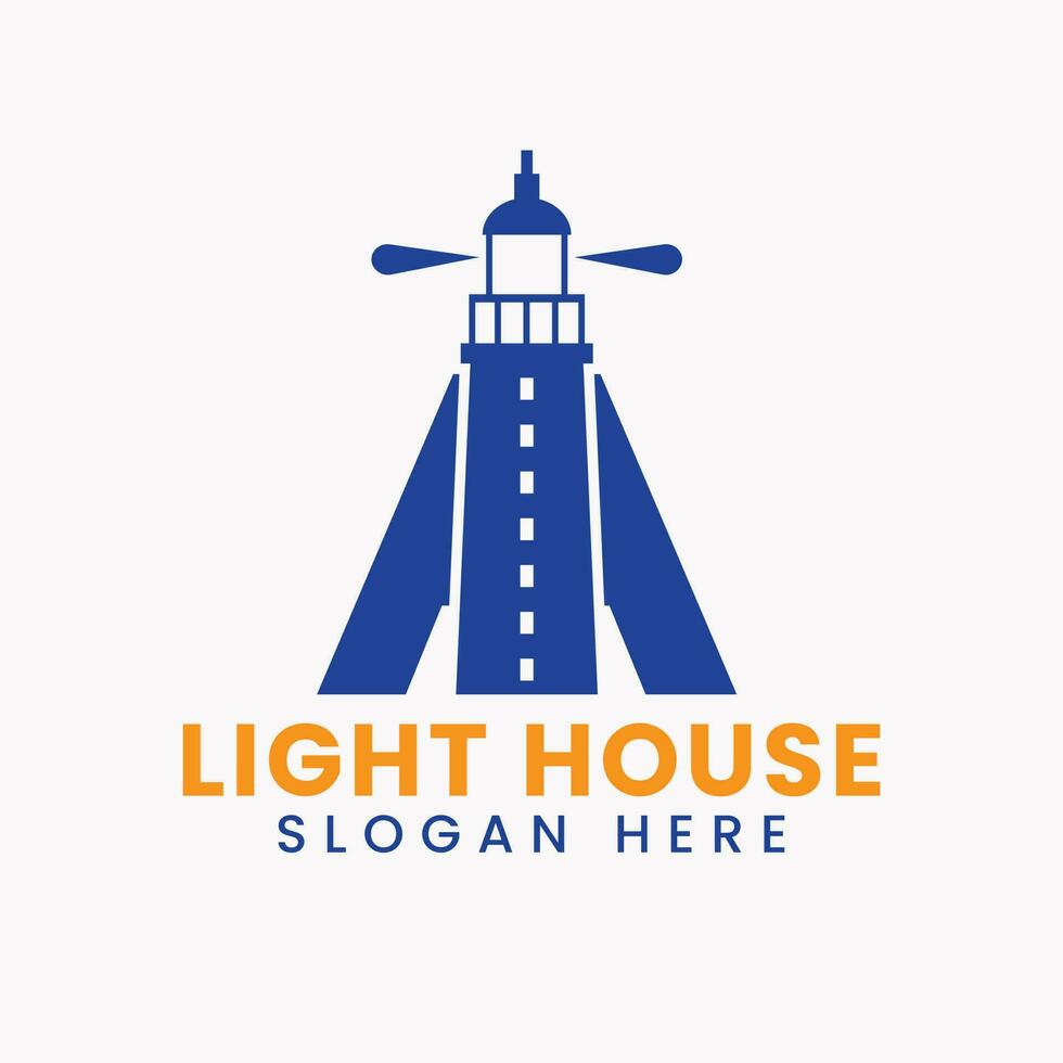 brief een licht huis logo vector concept. licht huis logotype