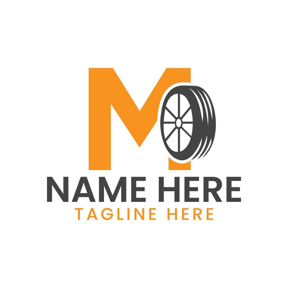 brief m band logo voor auto reparatie automotive motor logo ontwerp vector sjabloon