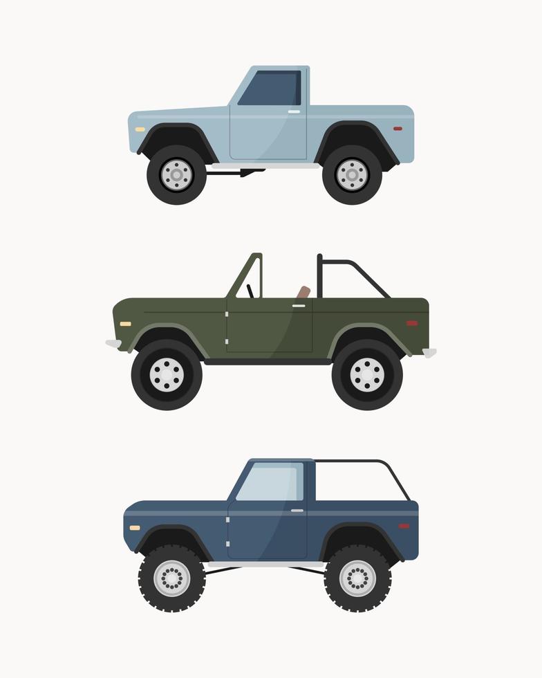 set van off-road suv-auto. off-road voertuigen vector illustratie.