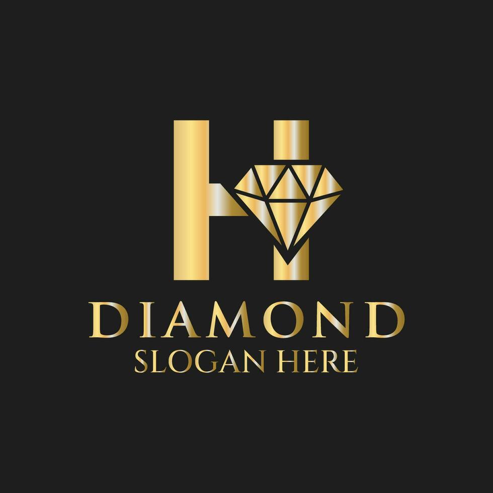brief h diamant logo ontwerp. sieraden logo met diamant icoon vector sjabloon