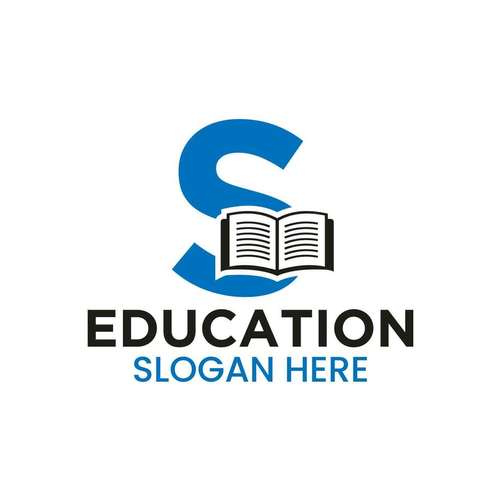 brief s onderwijs logo concept met Open boek icoon sjabloon vector
