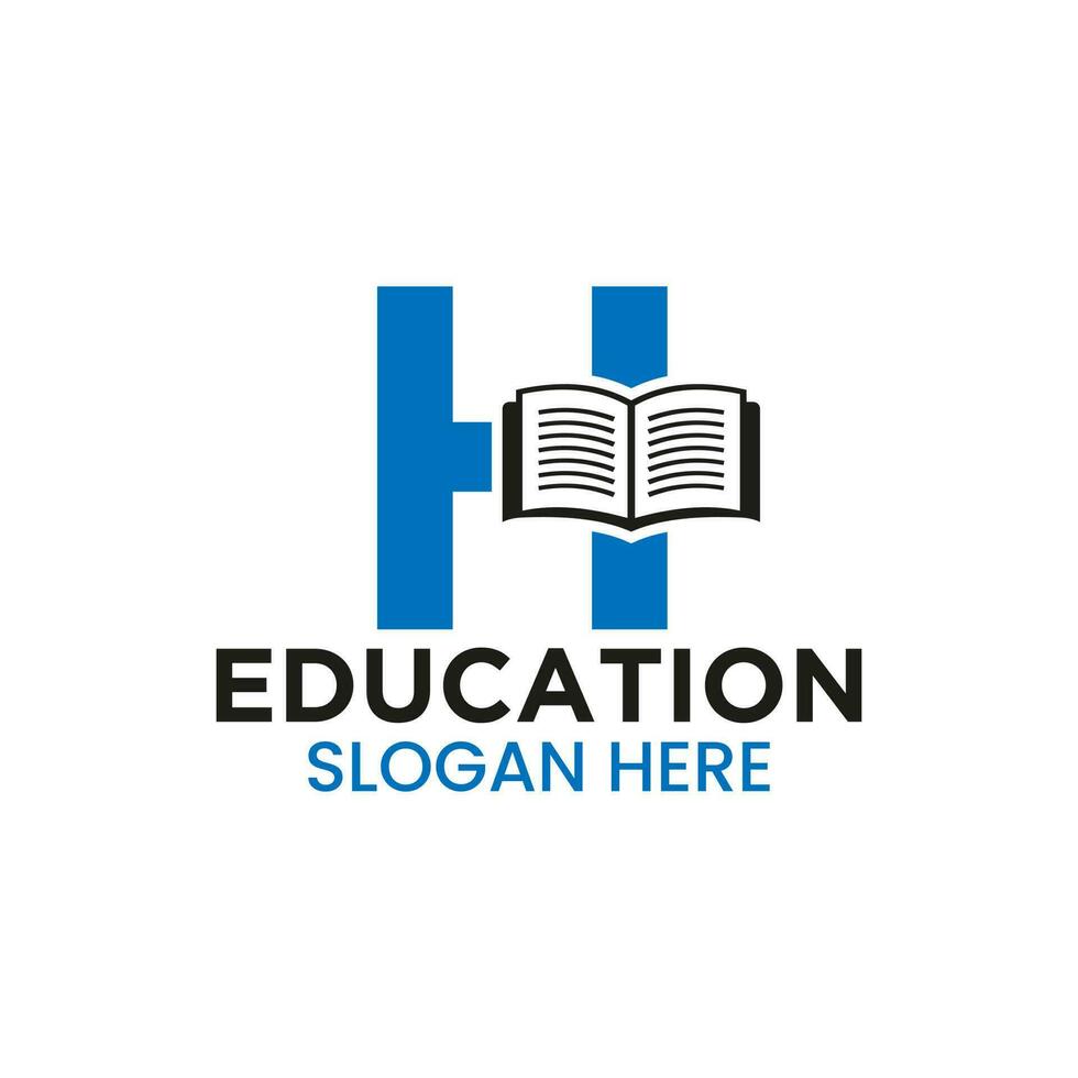 brief h onderwijs logo concept met Open boek icoon sjabloon vector