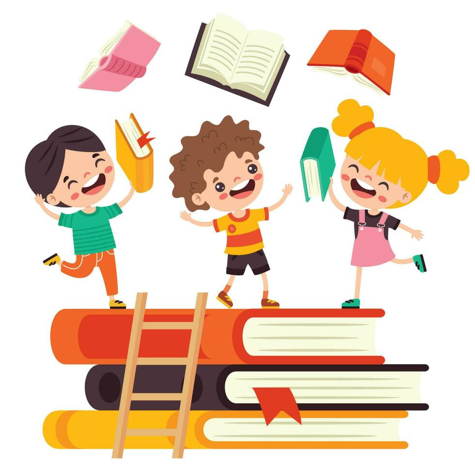 illustratie van kinderen lezing boek vector