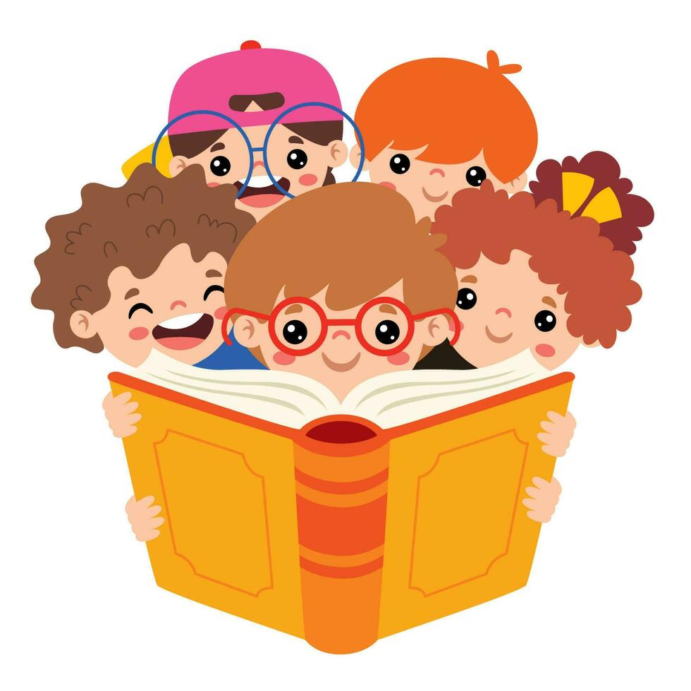 illustratie van kinderen lezing boek vector