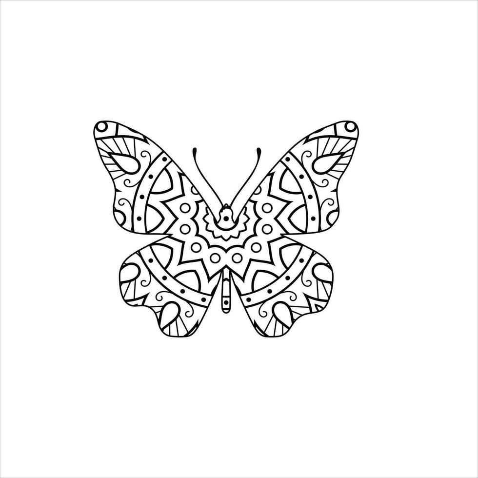 vector schattig vlinder mandala kleur bladzijde