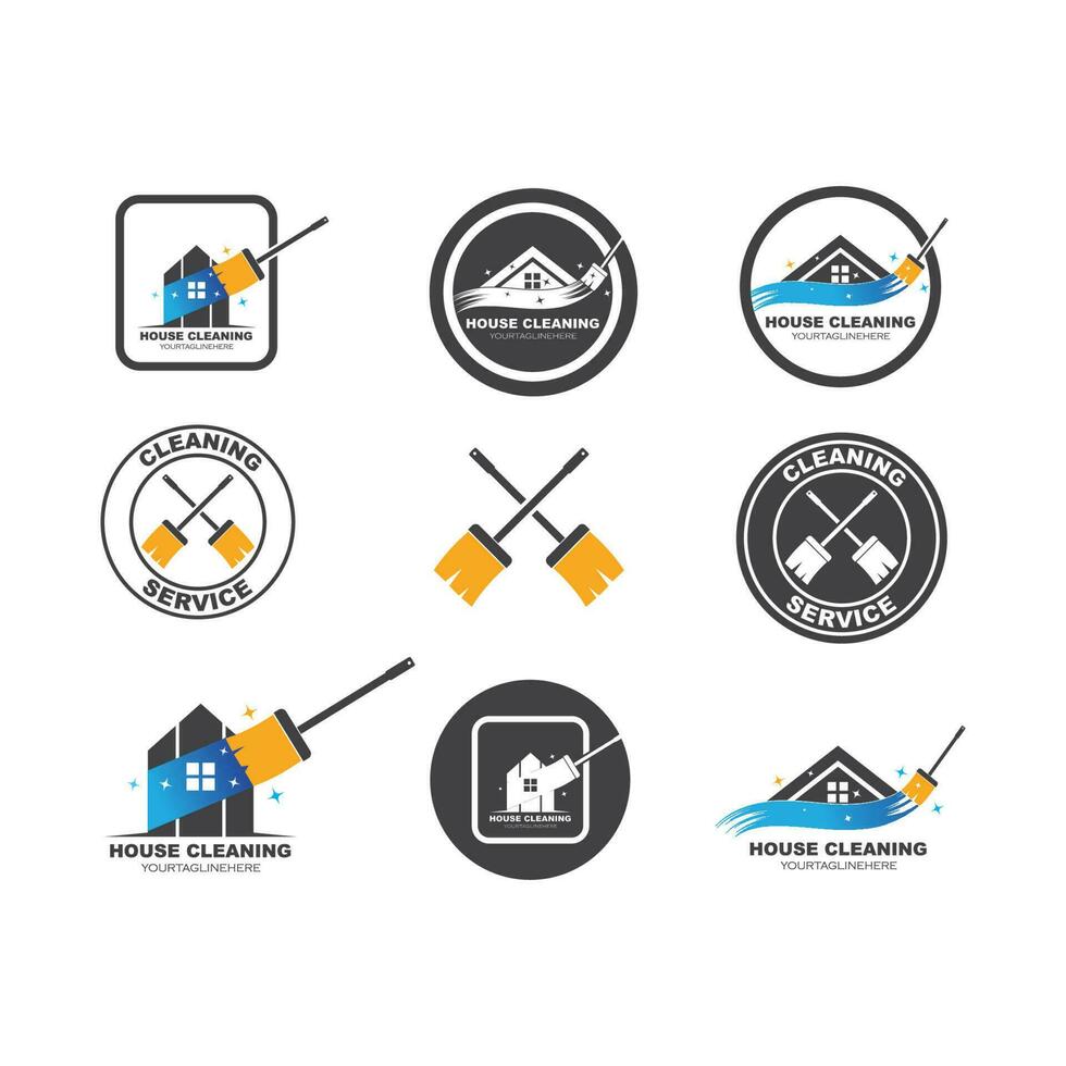 huis schoonmaak onderhoud icoon logo vector illustratie