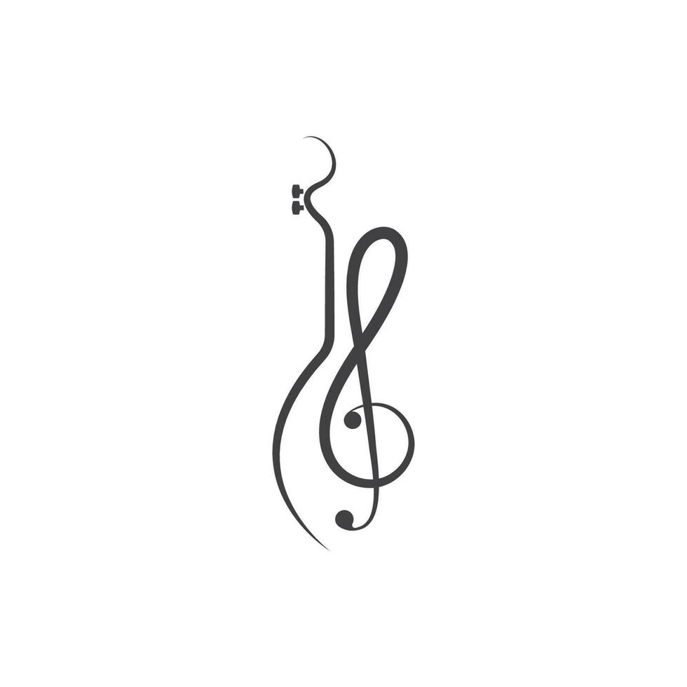 Notitie gitaar icoon logo vector illustratie ontwerp