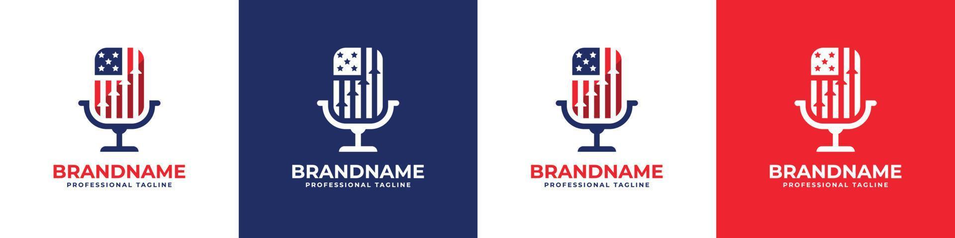 Amerikaans financieel podcast logo, geschikt voor ieder bedrijf vector