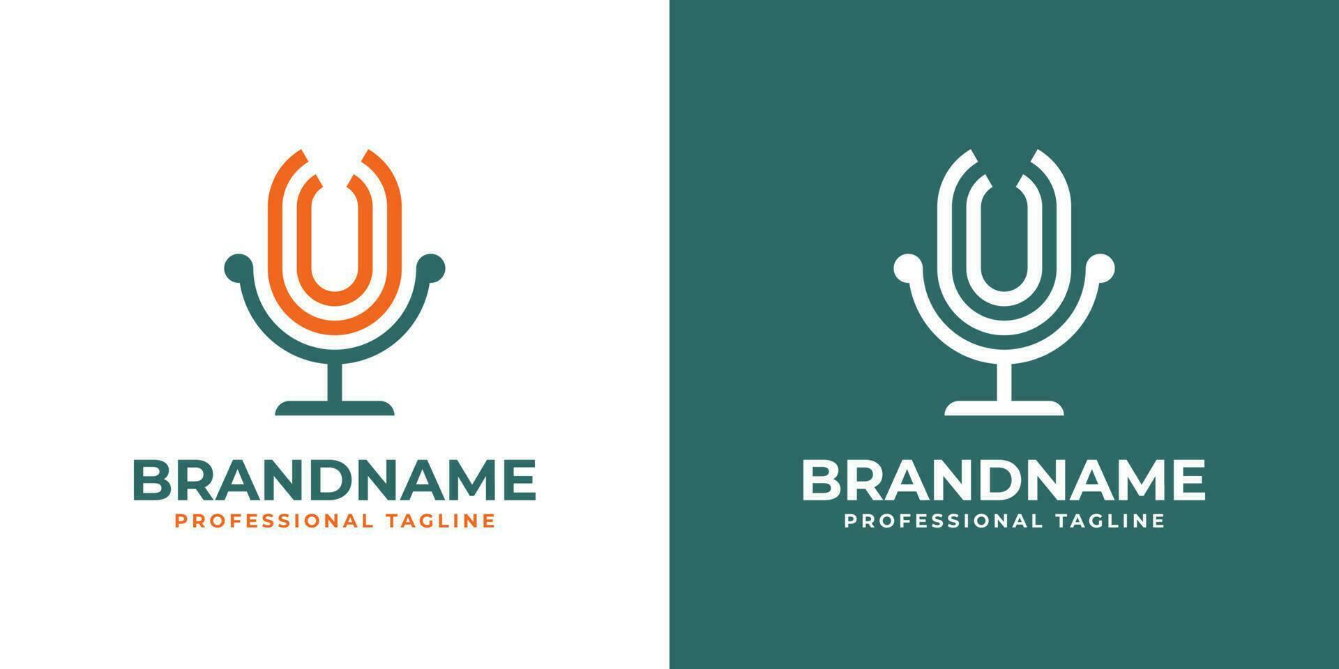 brief u of uu podcast logo, geschikt voor ieder bedrijf verwant naar microfoon met u of uu initialen. vector