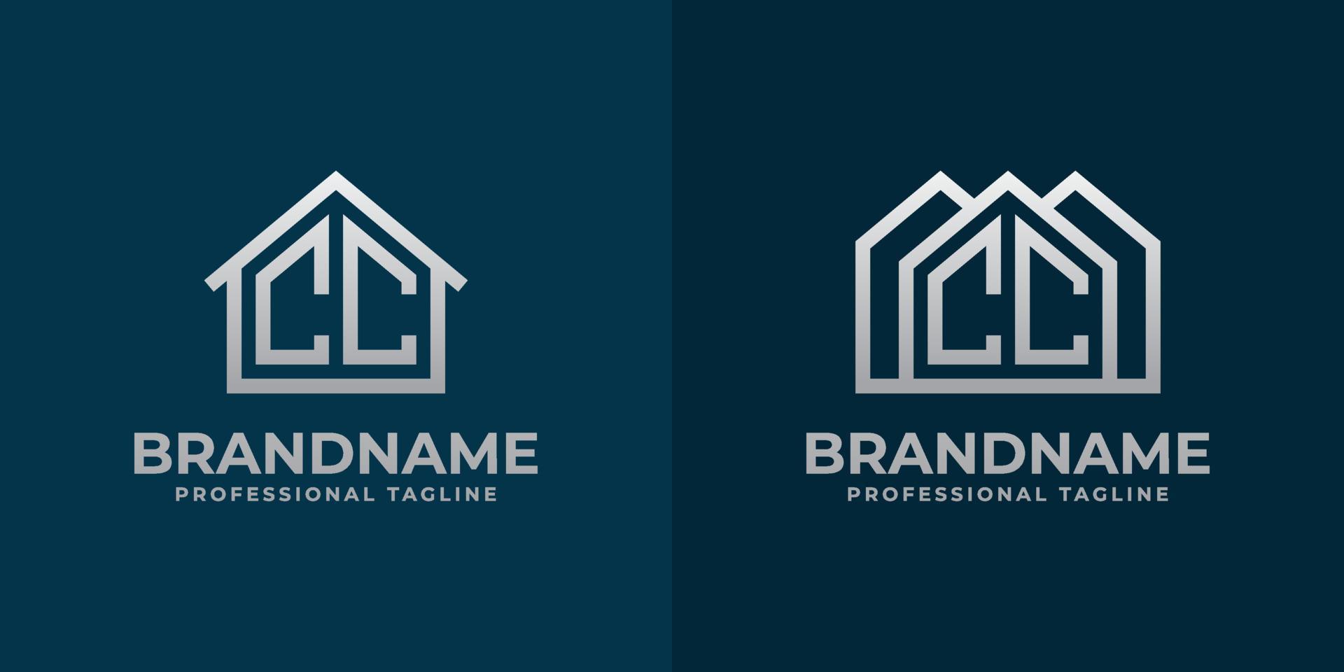 brief cc huis logo set. geschikt voor ieder bedrijf verwant naar huis, echt landgoed, bouw, interieur met cc initialen. vector