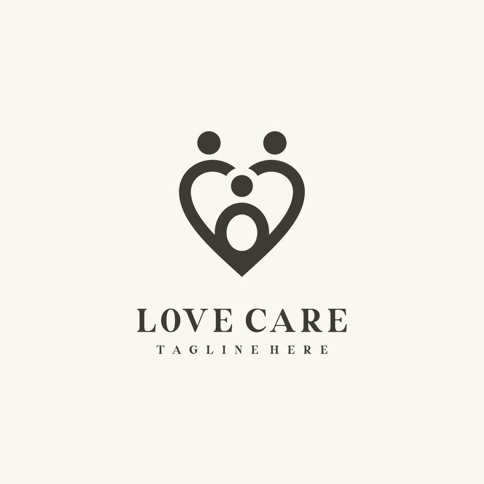 moederzorg, zorg fundament, gezondheidszorg lijn kunst minimalistische logo ontwerp met oneindigheid liefde vector