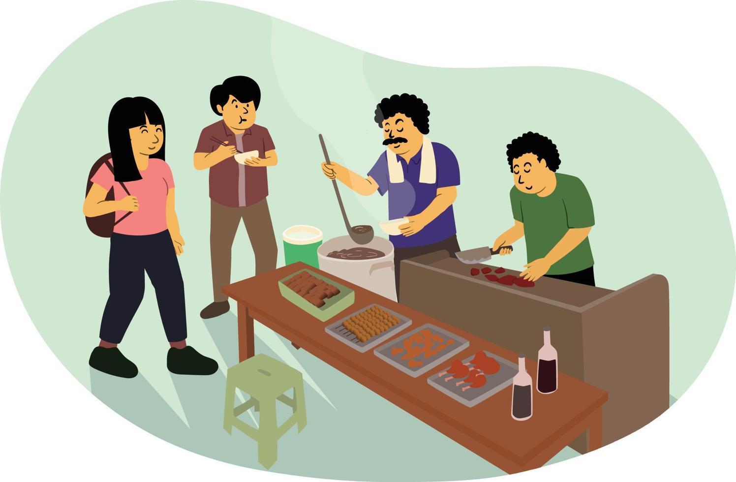 illustratie culinaire voedsel in traditioneel markt vector