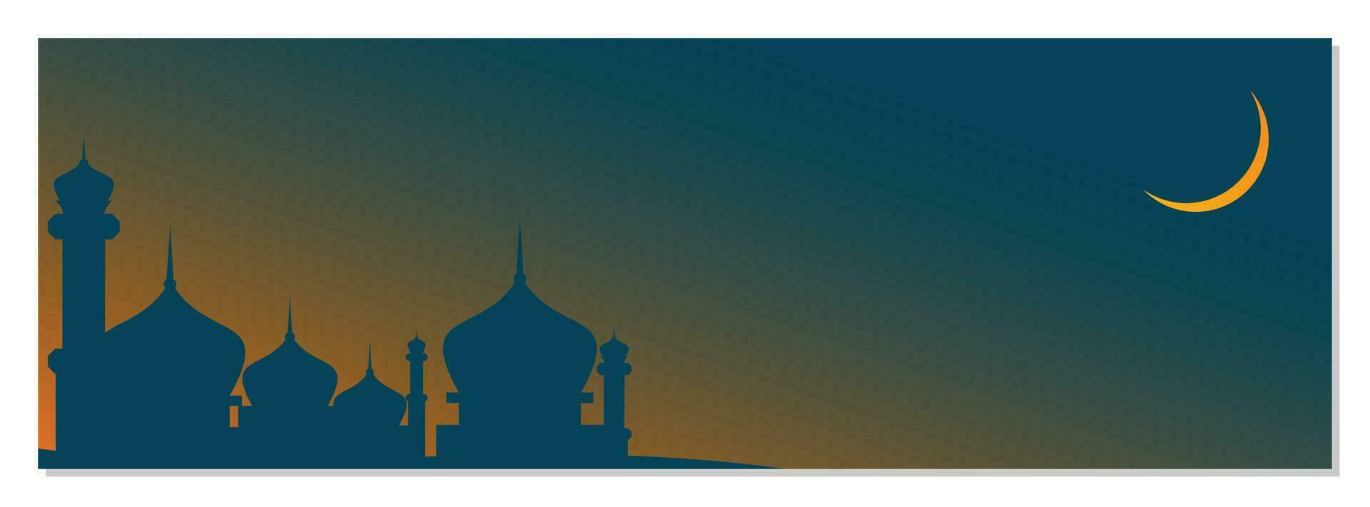 Islamitisch achtergrond, met moskee en maan. vector sjabloon voor spandoeken, groet kaarten voor Islamitisch vakantie.