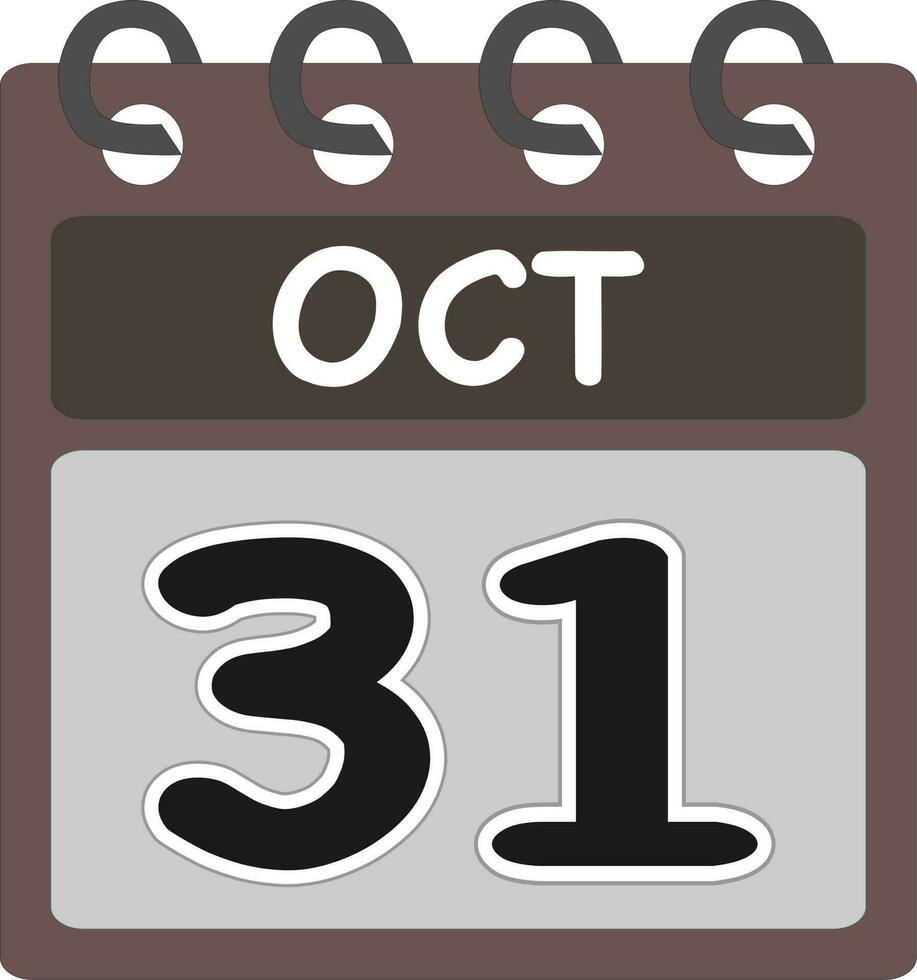 vlak icoon kalender 31e oktober geïsoleerd Aan donker bruin achtergrond. vector illustratie. halloween dag. 31 oktober vector. vrij vector.