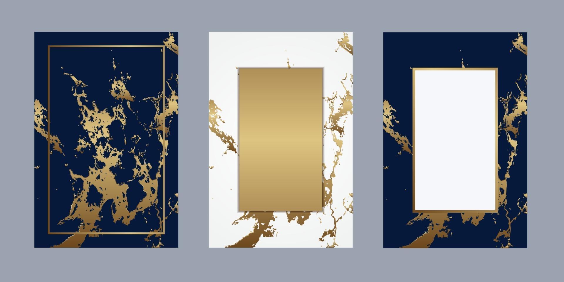 bruiloft kaart marmeren luxe gouden achtergrond lijn frame voor tekstbericht vector ontwerp