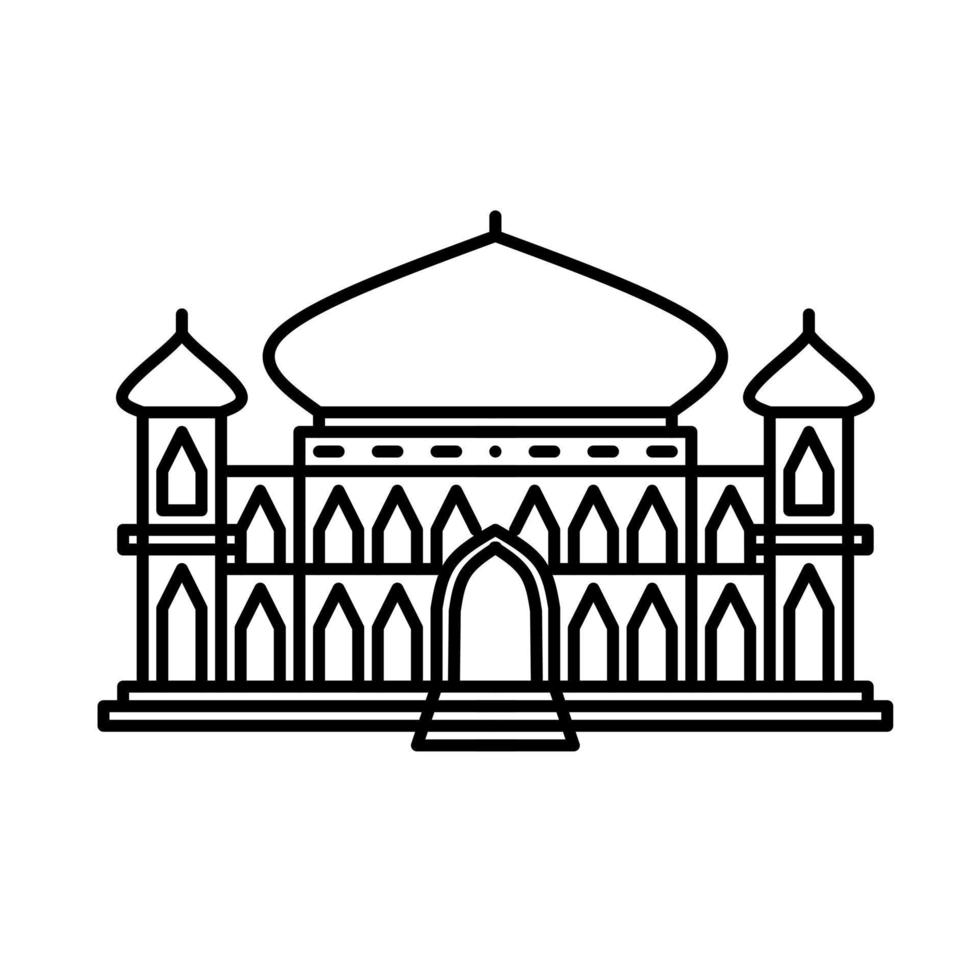 moskee gebouw lijn kunst is geschikt voor Sjablonen en gekleurde boeken vector