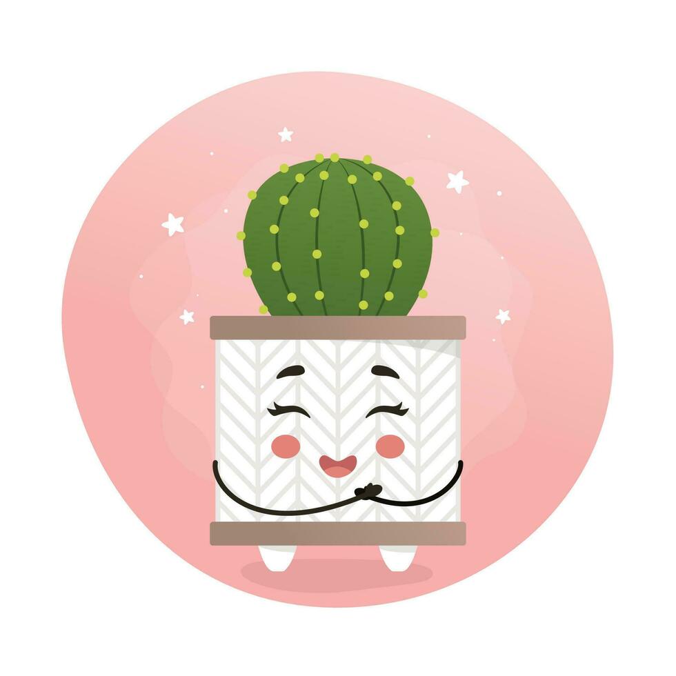 schattig kawaii kamerplant, kawaii cactussen, een cactus in een pot, kamerplant, huis tuin, tuinieren, fabriek minnaar, kamerplant winkel concept, kas vector