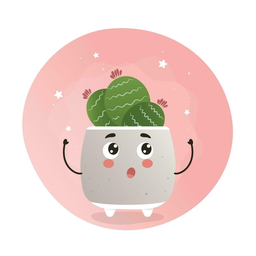 schattig kawaii kamerplant, kawaii cactussen, een cactus in een pot, kamerplant, huis tuin, tuinieren, fabriek minnaar, kamerplant winkel concept, kas vector