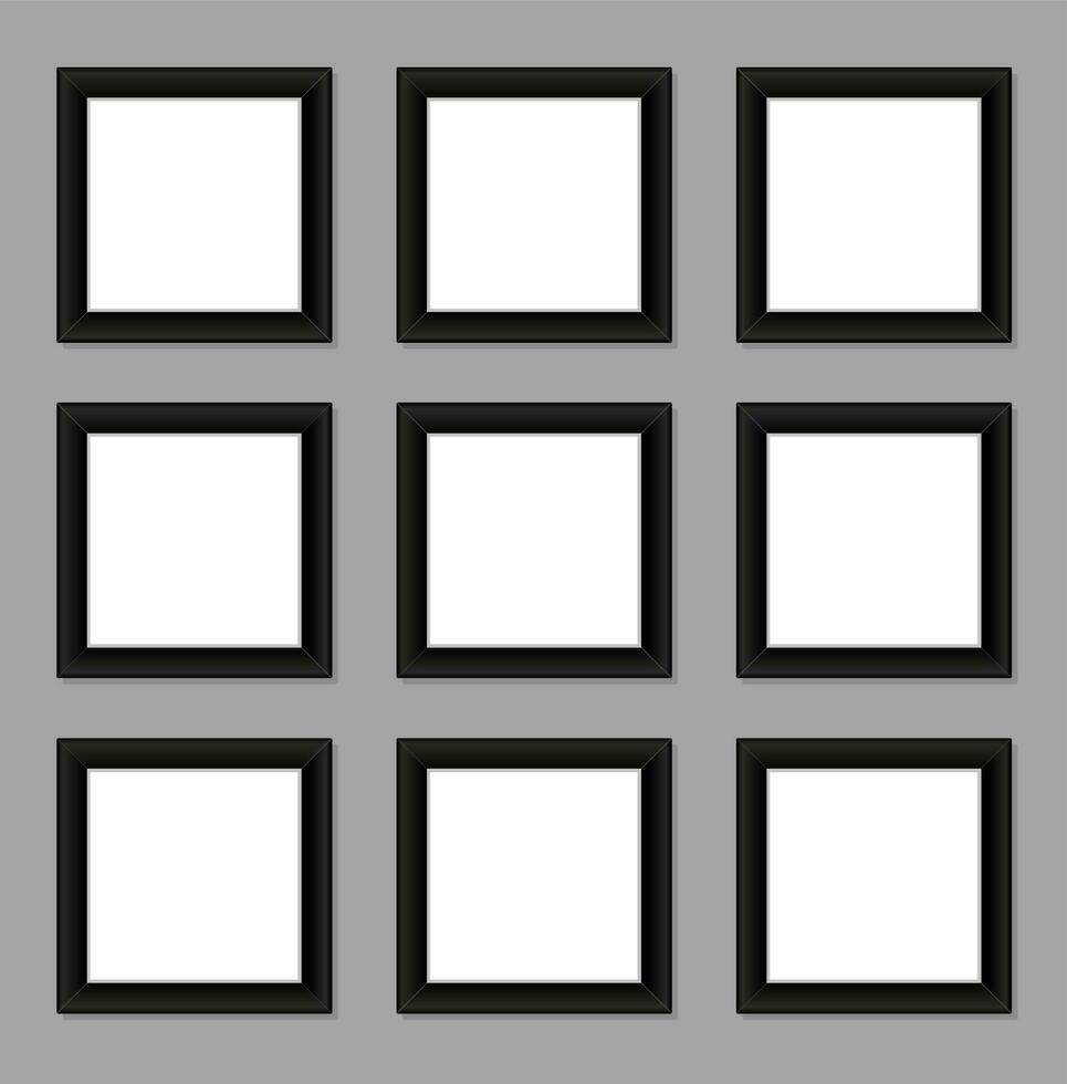 negen blanco foto kaders bespotten omhoog set. vector
