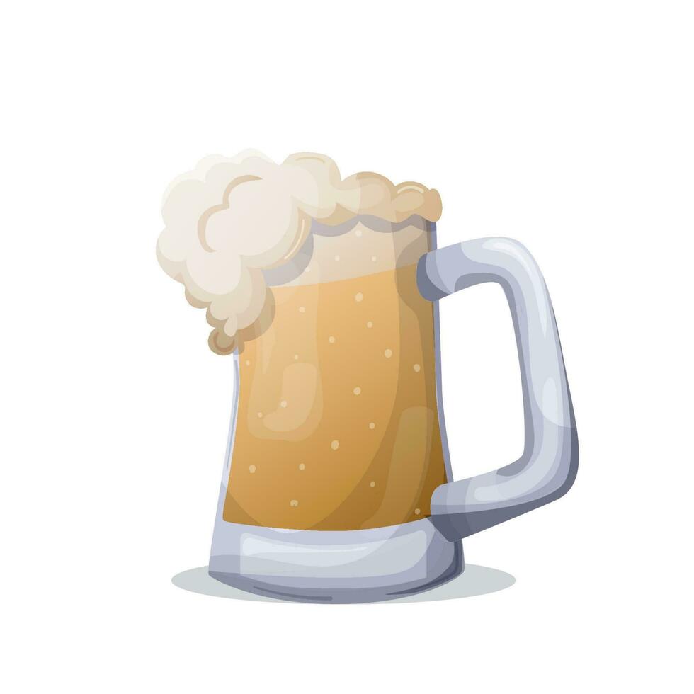 nationaal bier dag. een glas van bier in een schattig, tekenfilm stijl met mout Aan een wit achtergrond. sjabloon voor banier, reclame, web ontwerp, afdrukken. vector illustratie