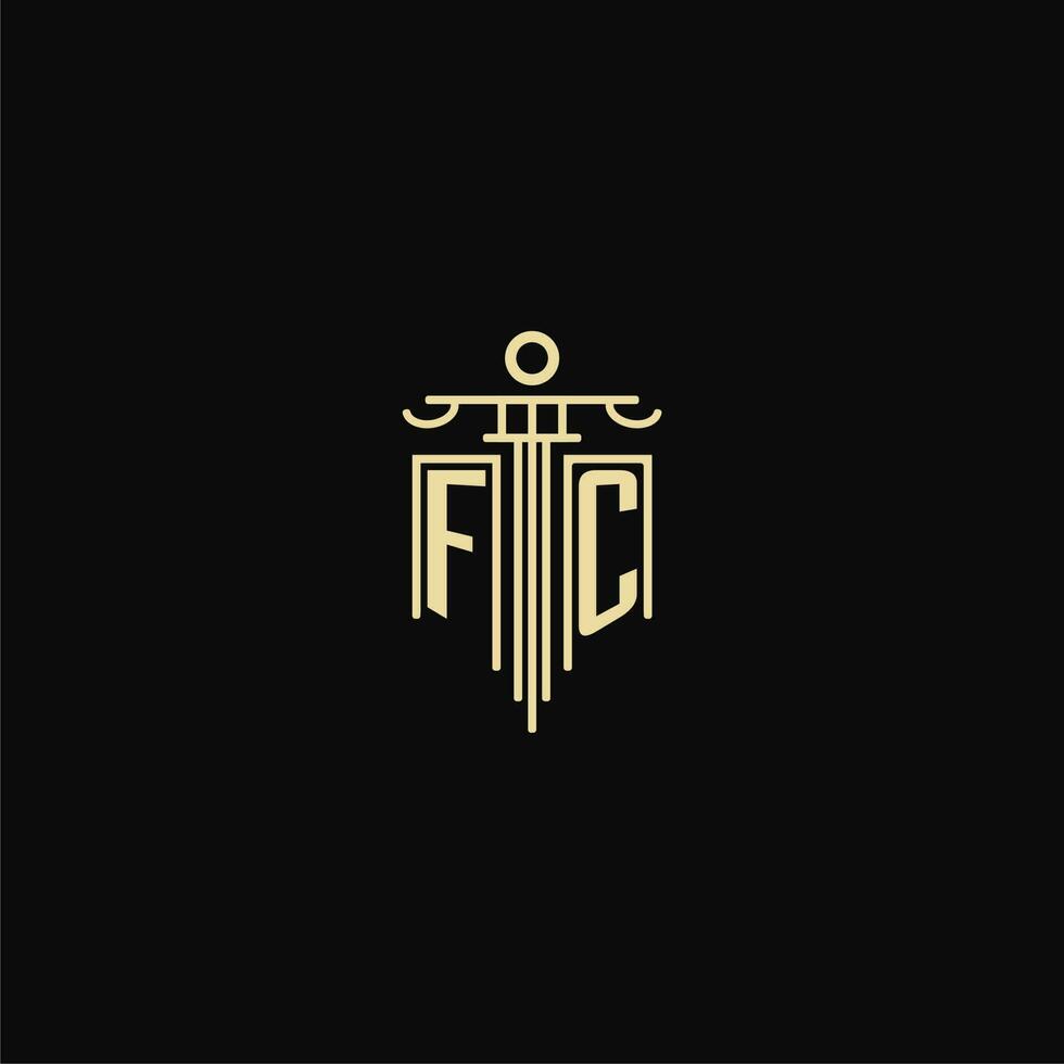 fc eerste monogram voor advocaten logo met pijler ontwerp ideeën vector