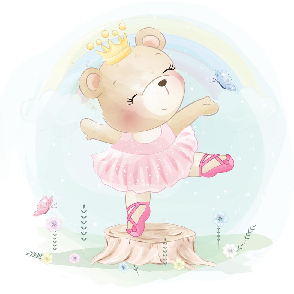 schattige beer ballerina illustratie vector