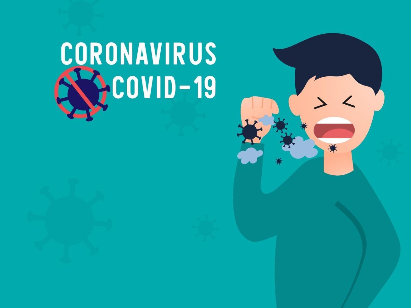 voorkomen van ziekteverspreiding en niezen van het coronavirus. vector