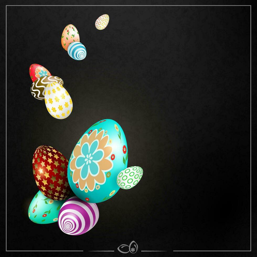 zwart Pasen samenstelling met geweldig eieren met een verschillend patroon. vector