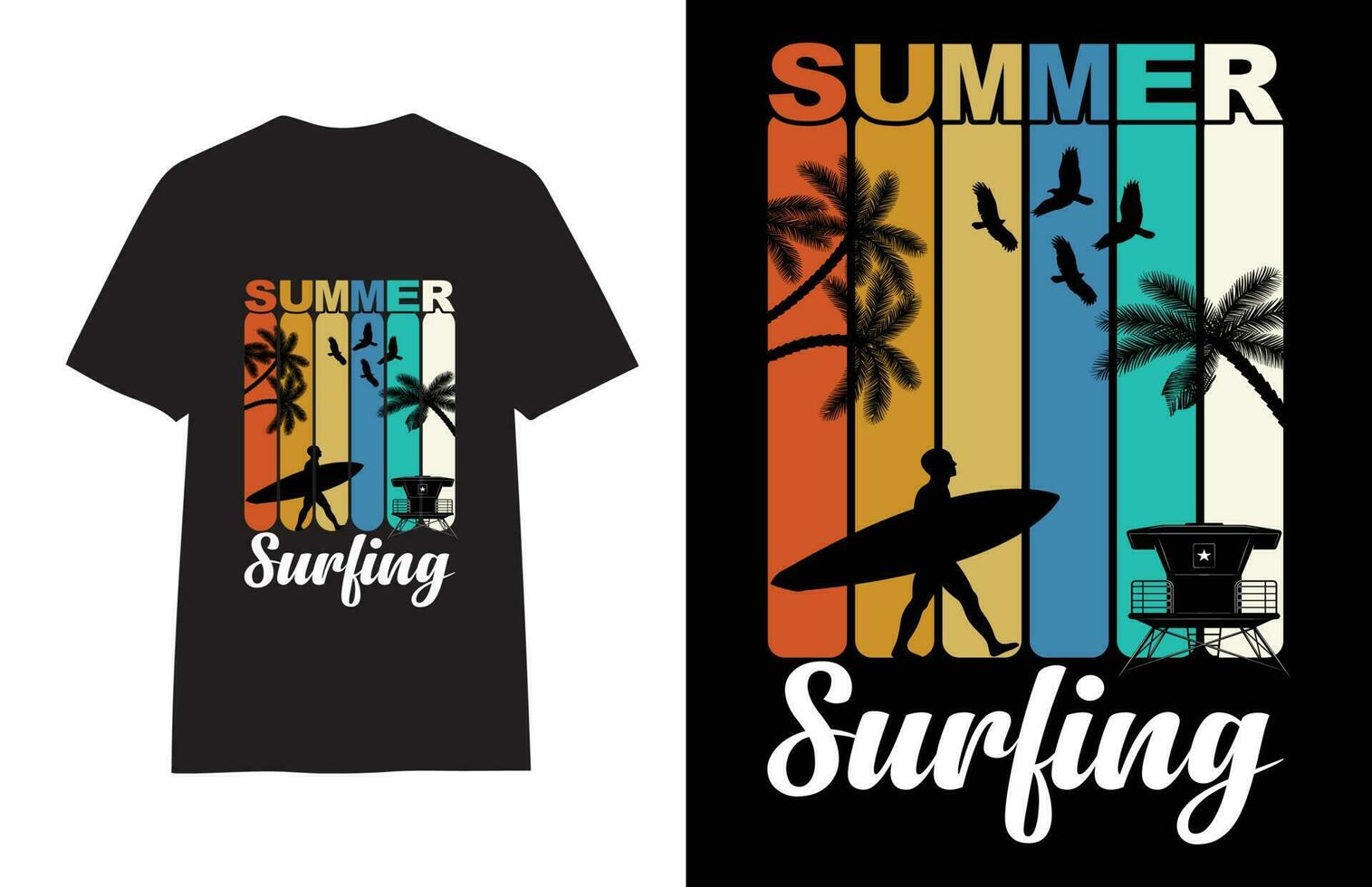 zomer surfing t-shirt ontwerp vector