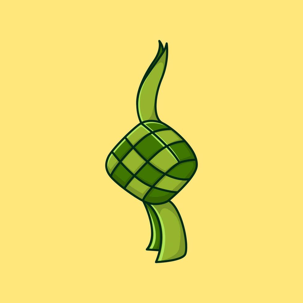 schattig groen ketupat illustratie vieren van Ramadan en eid in Indonesië vector