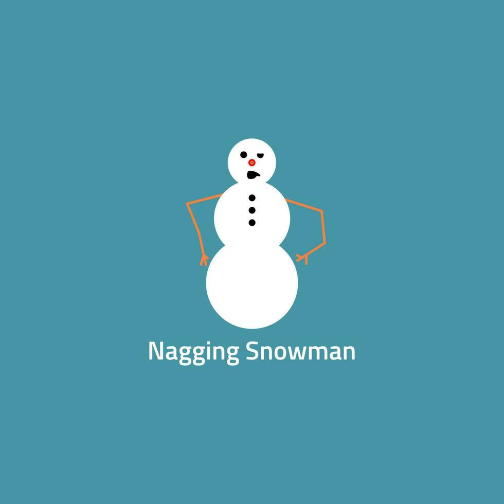 hoog sneeuwman logo met een zeuren uitdrukking. vector