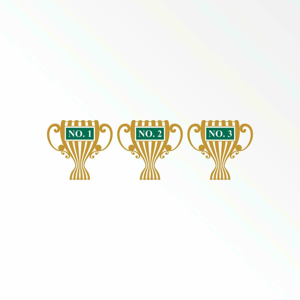 uniek trofee kop winnaar kampioen voor aantal 123 beeld grafisch icoon logo ontwerp abstract concept vector voorraad. kan worden gebruikt net zo een symbool verwant naar toernooi of prijs