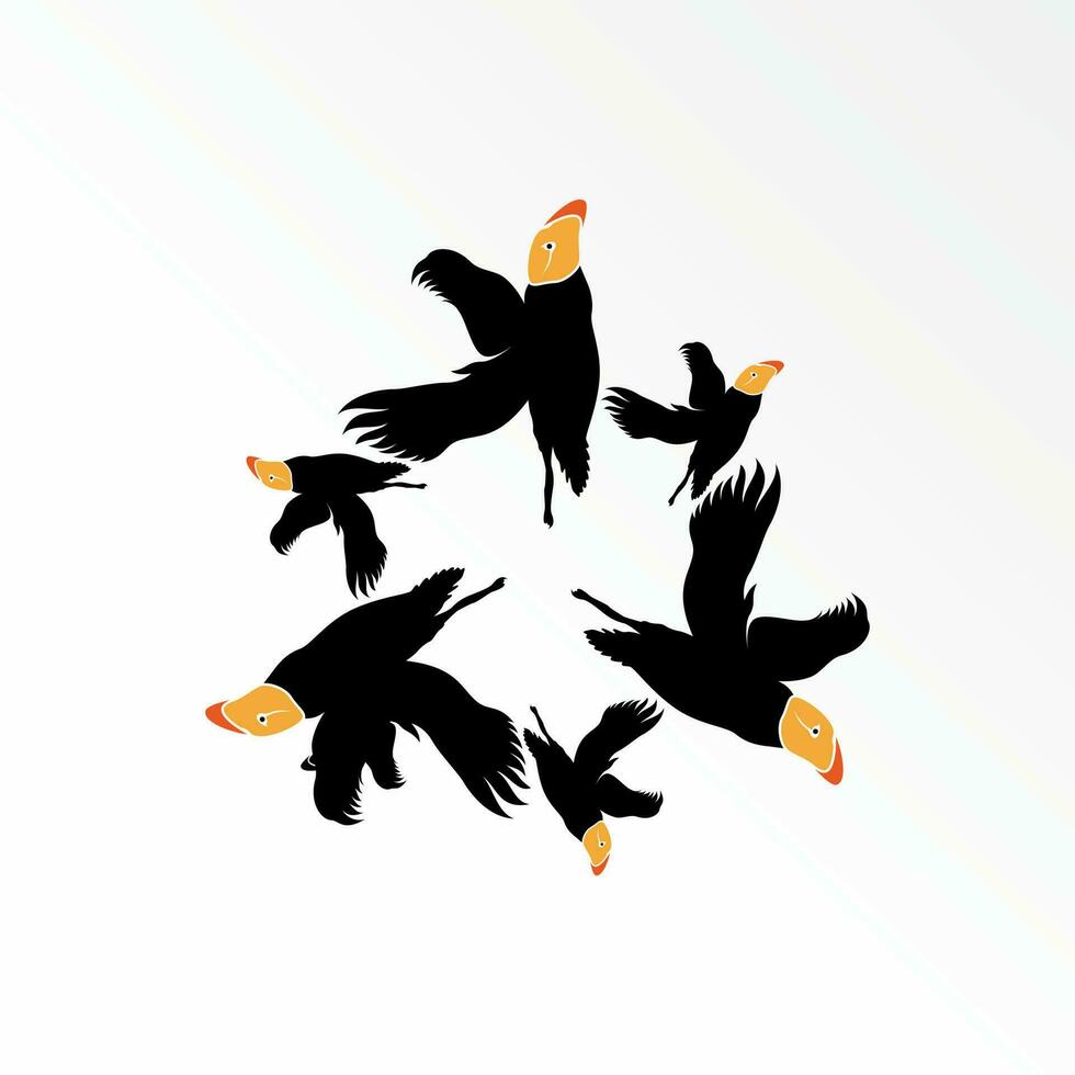 uniek en gemakkelijk papegaaiduiker vogel in vliegend in de omgeving van beeld grafisch icoon logo ontwerp abstract concept vector voorraad. kan worden gebruikt net zo een symbool verwant naar dier of gemeenschap