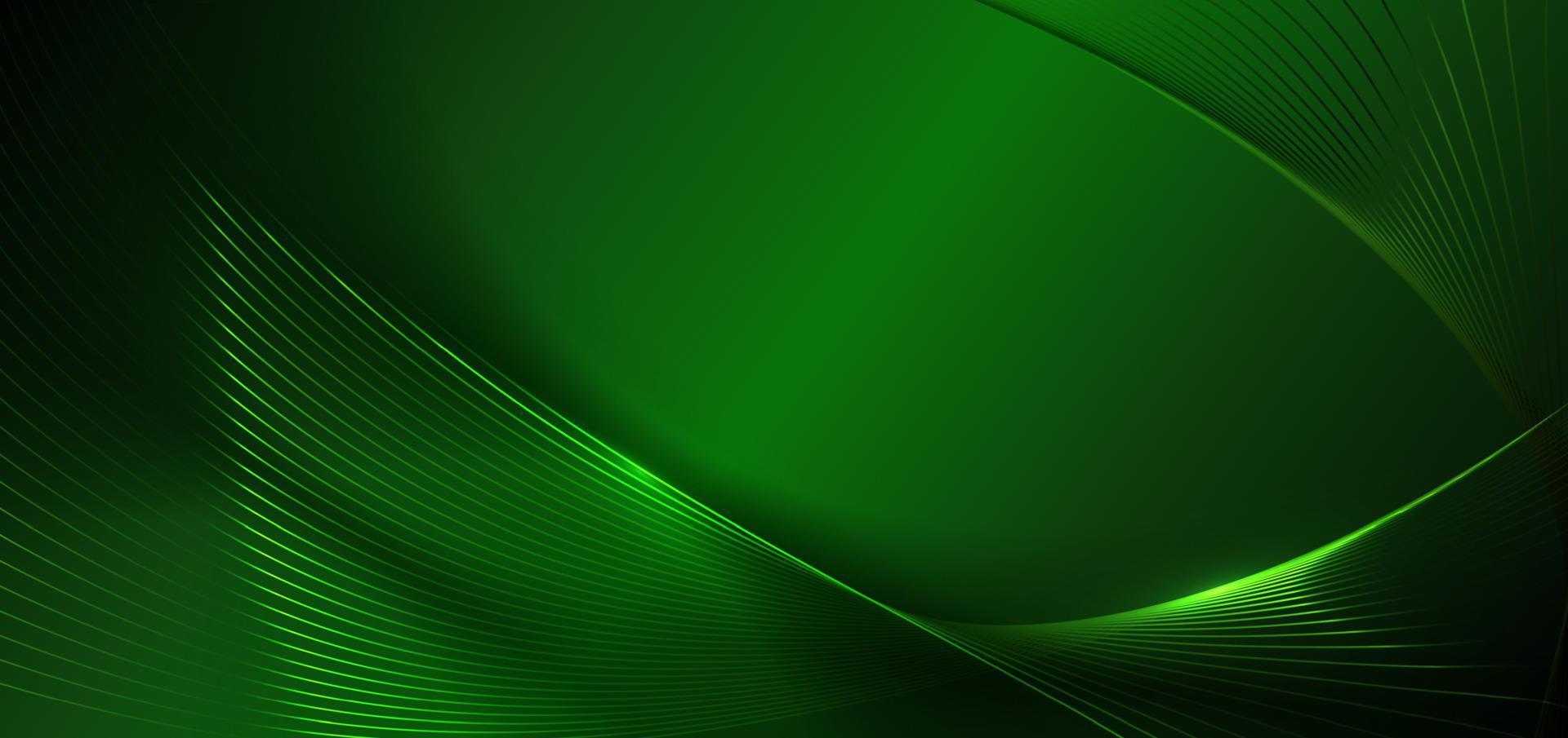 abstract groen gloeiend lijnen gebogen overlappende Aan groen achtergrond. sjabloon premie prijs ontwerp. vector