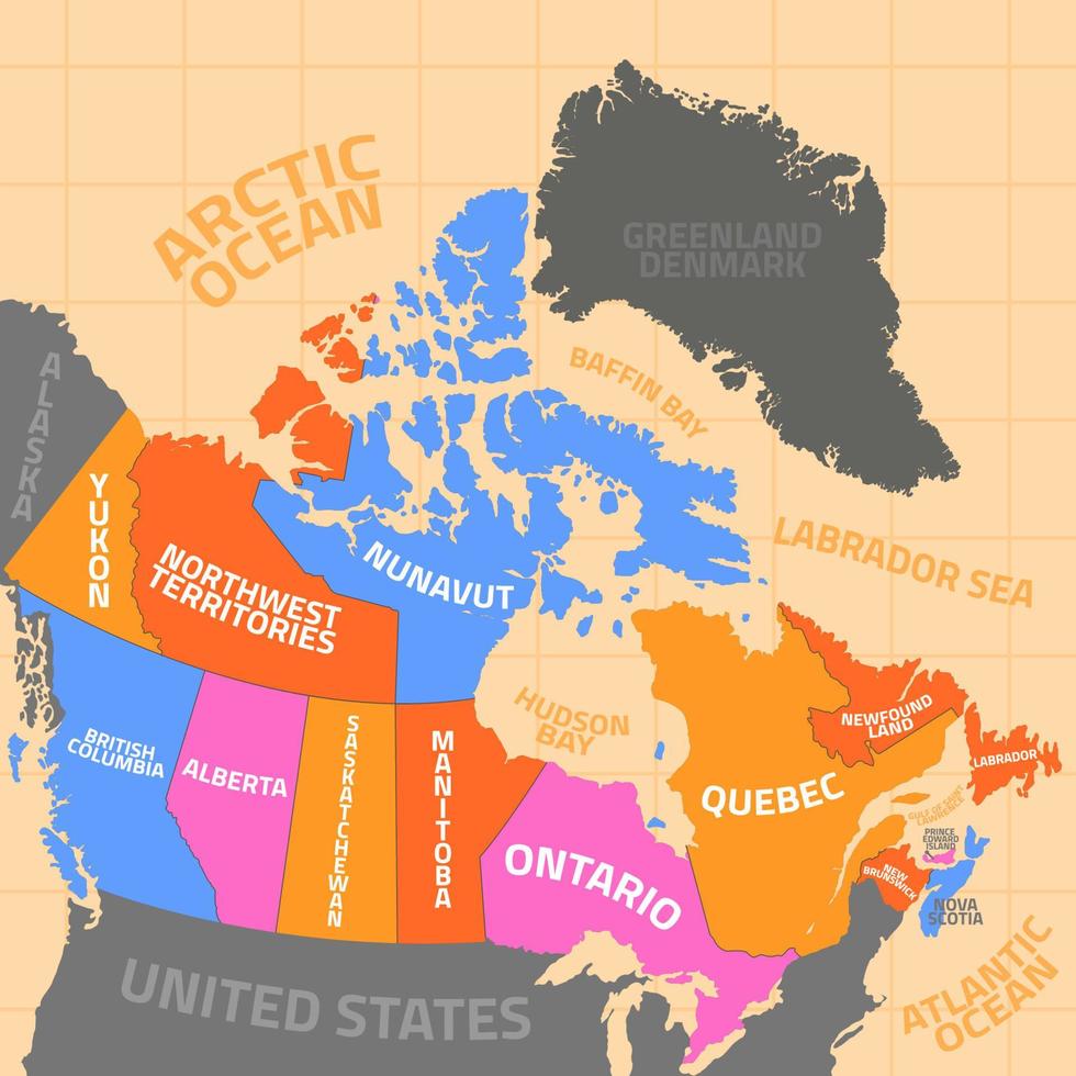 Canada kaart met regio borders vector