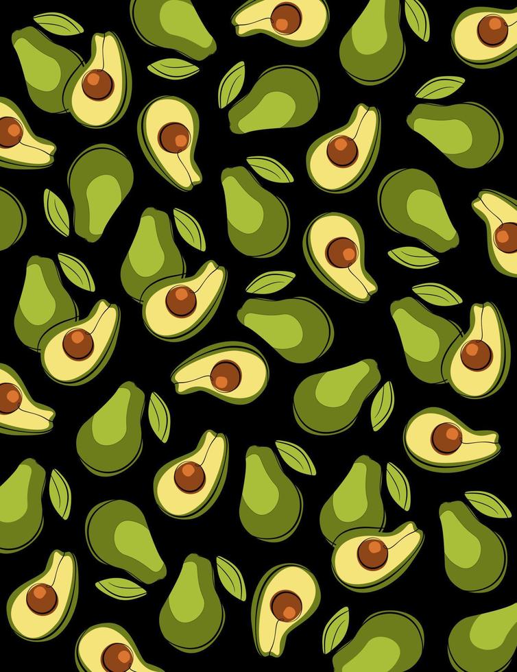 vector achtergrond van avocado fruit schets en gekleurde vlekken. avocado of alligator Peer Mexicaans fruit achtergrond. guacamole voedsel ingrediënt.