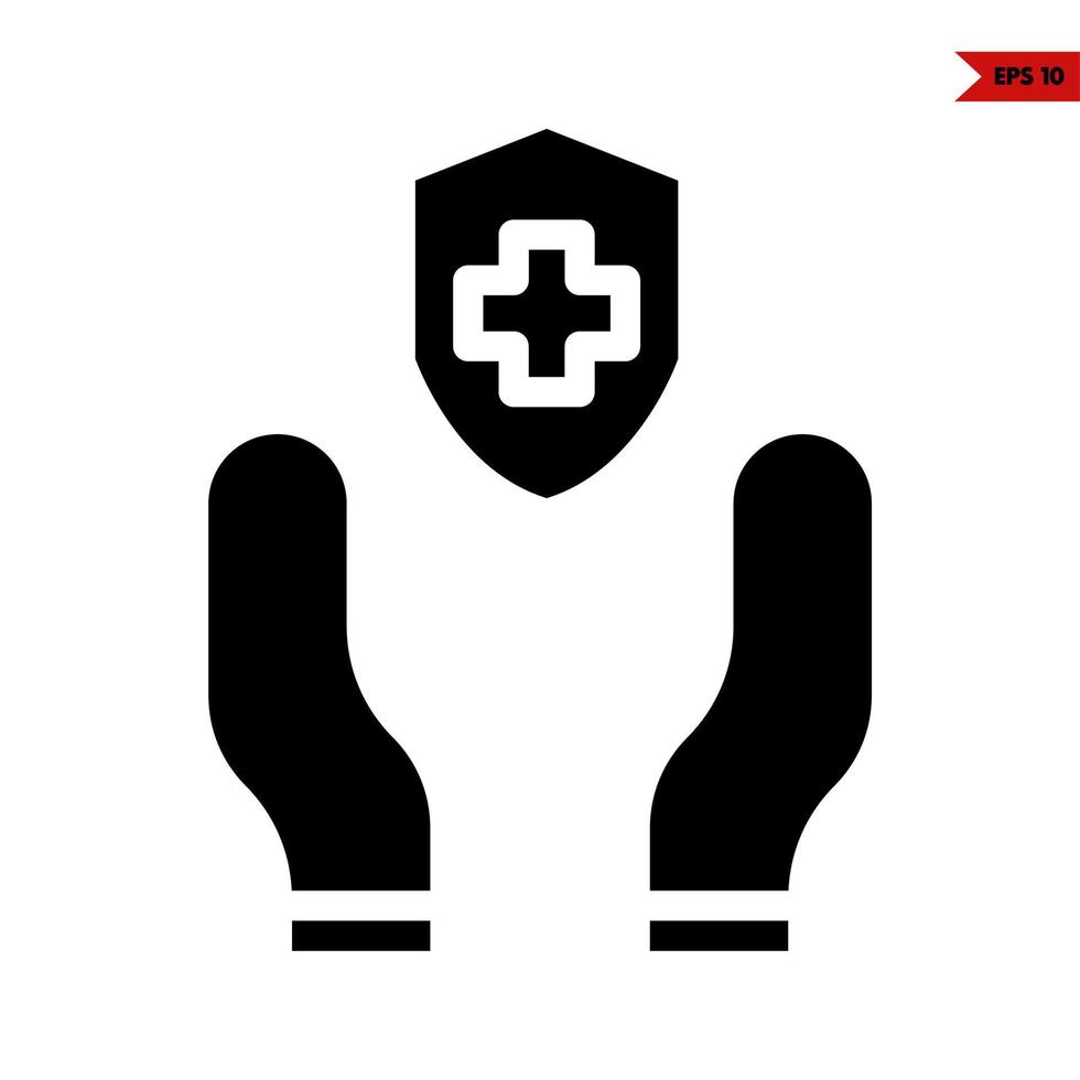 geneeskunde in insigne met in over- hand- glyph icoon vector