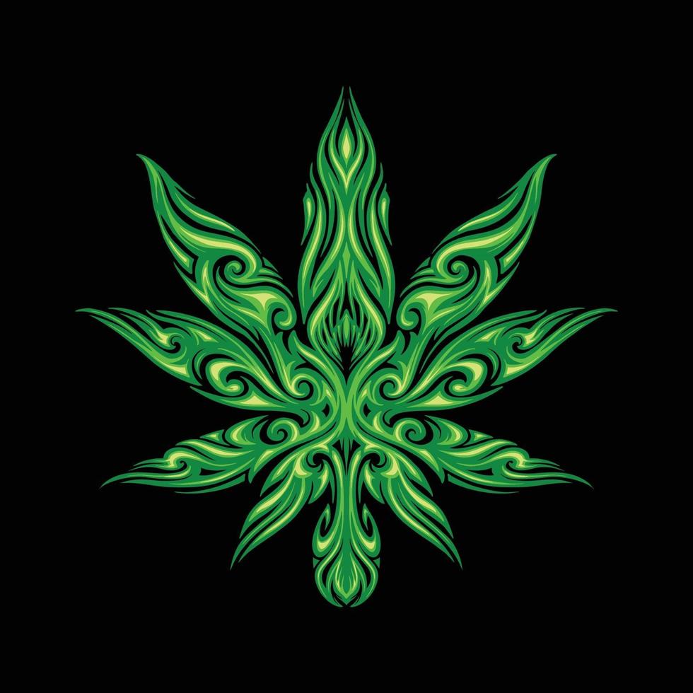 cannabis blad tribal tattoo illustratie vector