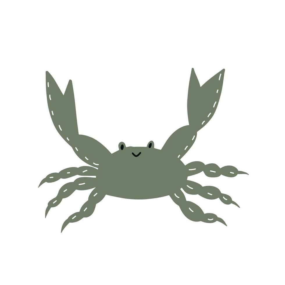 schattig krab in Scandinavisch stijl Aan een wit achtergrond. vector hand- getrokken kinderen illustratie. zee oceaan. onderwater- wereld