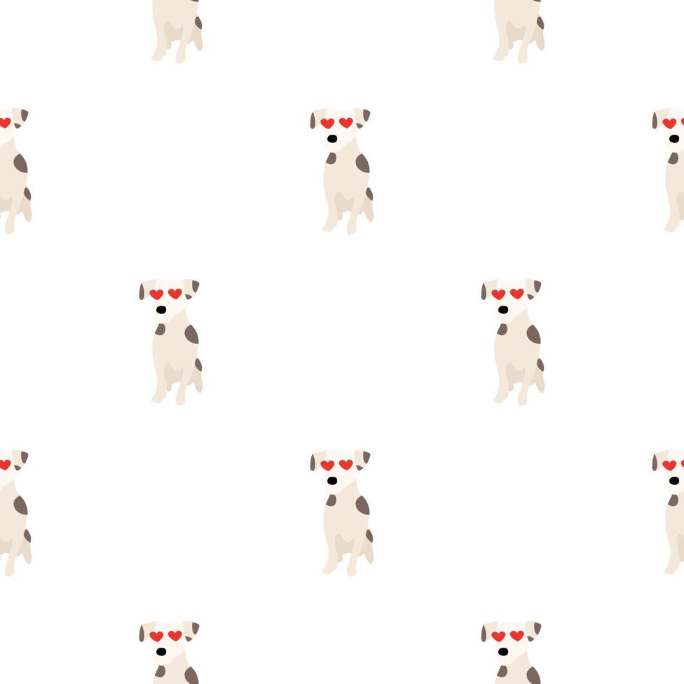 schattige honden jack russell terrier. fanatieke dieren. vector hand getekende naadloze patroon. perfect voor baby, kinderkleding, printontwerp, textiel. witte achtergrond.