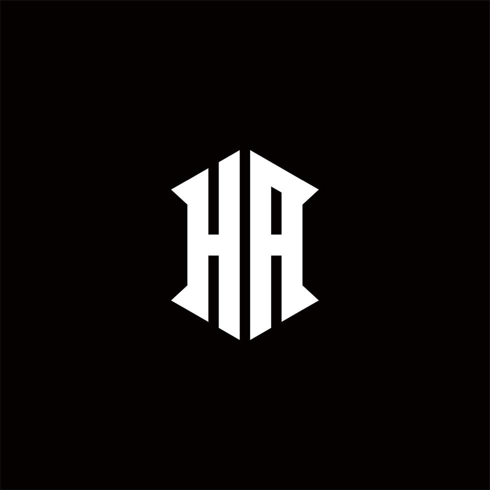 ha logo monogram met schild vorm ontwerpen sjabloon vector