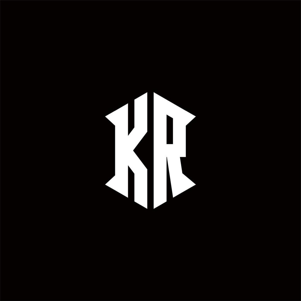 kr logo monogram met schild vorm ontwerpen sjabloon vector